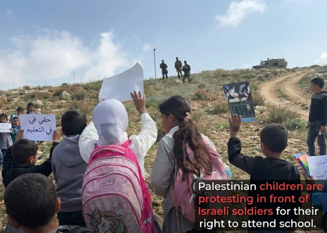 Palestinian Children Protest After School Route Blocked in Masafer Yatta, West Bank