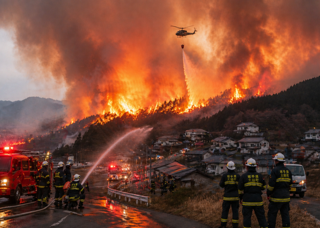 Massive Wildfires in Japan Force Evacuations as 1,400 Firefighters Battle Blazes in Otsuchi